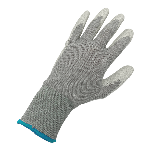 ESD Nylon Gloves:. Seamless Knit Nylon/Copper Fiber, Polyurethane Coated Grip, S &amp; L, 12 Pairs/Pack, PI-40-6415