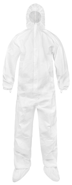 Disposable Cleanroom Coveralls:  Attached Hood and Non-Skid Boots, Elastic Wrists/Ankles, SMS Material, Individually Packaged, 25/case, LA-SBC414CM