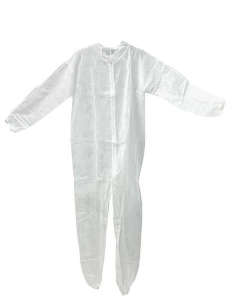 Disposable Cleanroom Coveralls: Zipper Front, Elastic Wrists and Ankles, Polypropylene Material, S-5XL, 25/case, CT-KS-CVL-NW-E