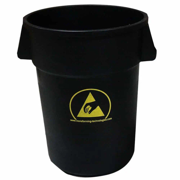 ESD Trash Receptacles:. 44 Gallon, Carbon Loaded, Black Conductive Polypropylene, TT-WBAS180