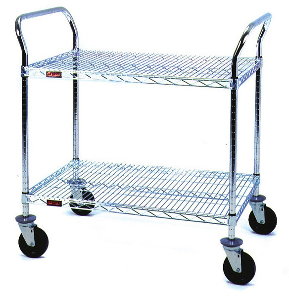 Utility Carts: Chrome, Casters, 2 Wire Shelves, EA-EU2-C