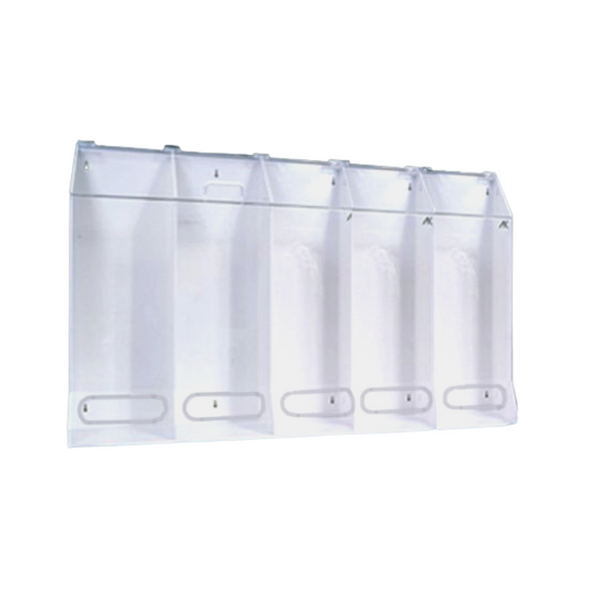 Garment Dispensers: 5 Compartments, Clear / White, 45"W x 30"H x 10"D, AK-JN5-C