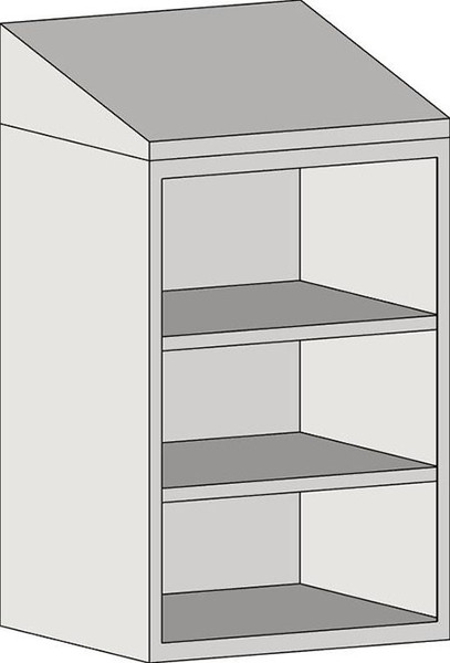 Casework Upper Lab Cabinets: 304 Stainless Steel, Sloped Top, Open Wall Cases, Two Shelves, EA-SSC-WCOST