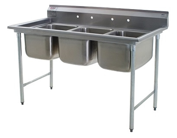 Three Compartment Sinks: Eagle, No Drain Boards, Type 304 Stainless Steel, 24"L x 18"W, EA-314-18-3