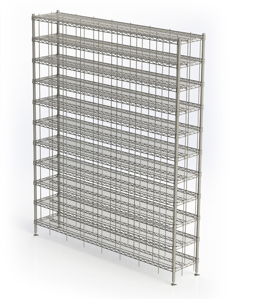 Shoe Racks, 60 Compartments, Stainless Steel, 14"Wx 60"L x 87"H, IM-SR1460S-60