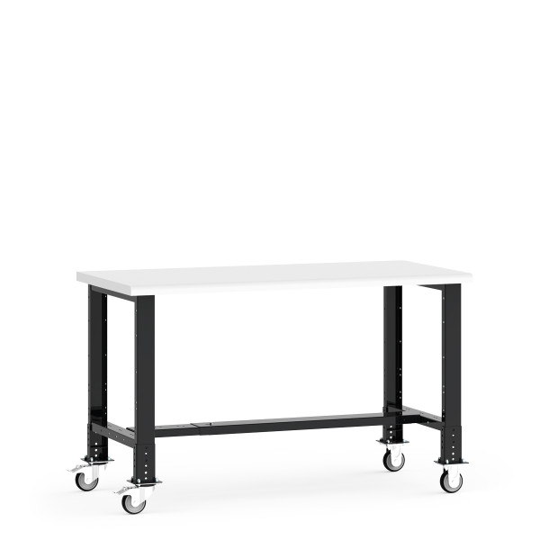 Mobile Work Bench; 60"W x 30"D x 34 5/8"H, Dissipative Steel Top, Radius Front Edge, Leg Extension/Caster Adapters, Adjutable Footrest, RU-WSW4031