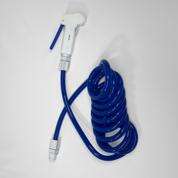 DI Water Spray Guns and Coiled Hose, PTFE Gun, 1/2" FNPT Inlet Thread, Blue Poly Coiled Hose, TA-SG-802