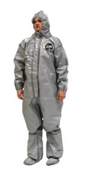 Kappler Zytron 200 Coveralls:. Attached Hood and Sock Booties, Elastic Wrists, Heat Sealed/Taped Seams, CE Certified Type 3, XS-4XL, 6/Case, KA-Z2H426