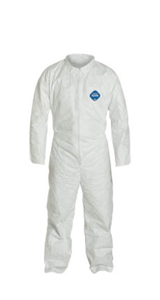 DuPont Tyvek Coveralls: Industrial, Elastic Wrists/Ankles, Bulk Packaged, 25/Case, M-7XL, DU-TY125SWHxx002500