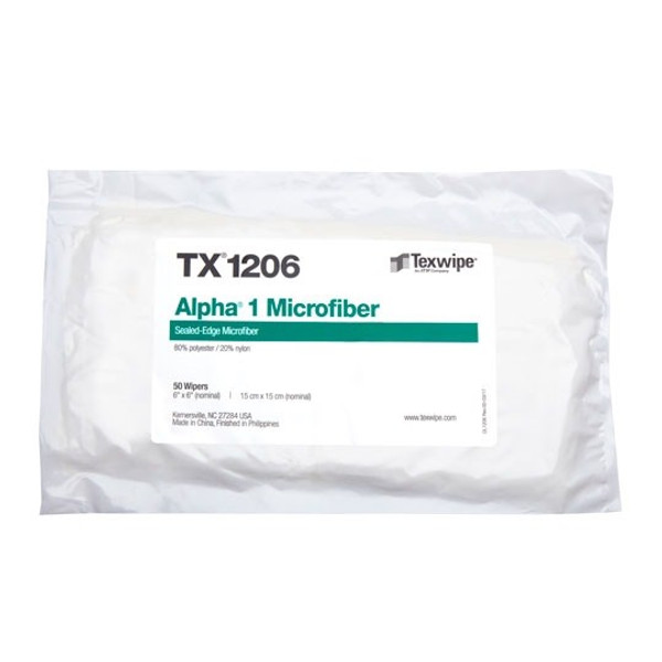 Cleanroom Wipes, Polyester/Nylon, Sealed Edge, Cleanroom Manufactured, 6" x 6", 100/Bag- 20 Bags/Case, TX-1206