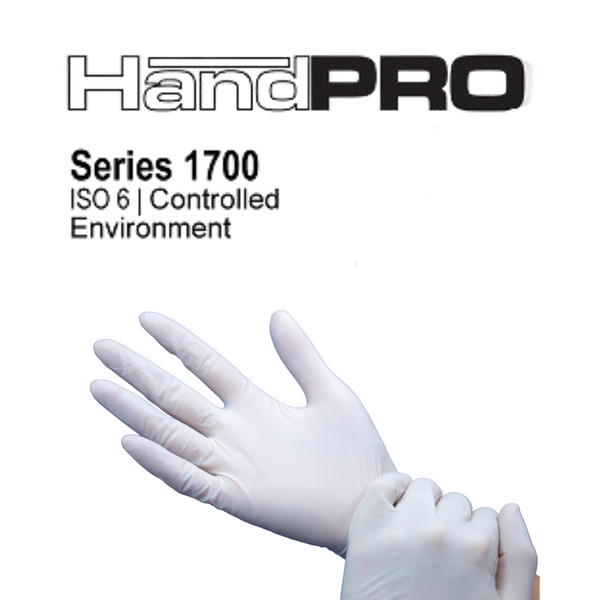 Cleanroom Nitrile Gloves: HandPRO, 5 Mil, Ambidextrous, Micro Textured, Powder Free, Beaded Cuff, XS-XL, 100/Bag, 10 Bags/Case, HG-1700