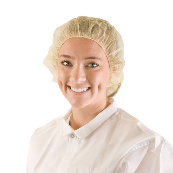 Bouffant Caps: 21", Polypropylene, Cleanroom, 100/Bag - 10 Bags/Case, CT-NBC-210