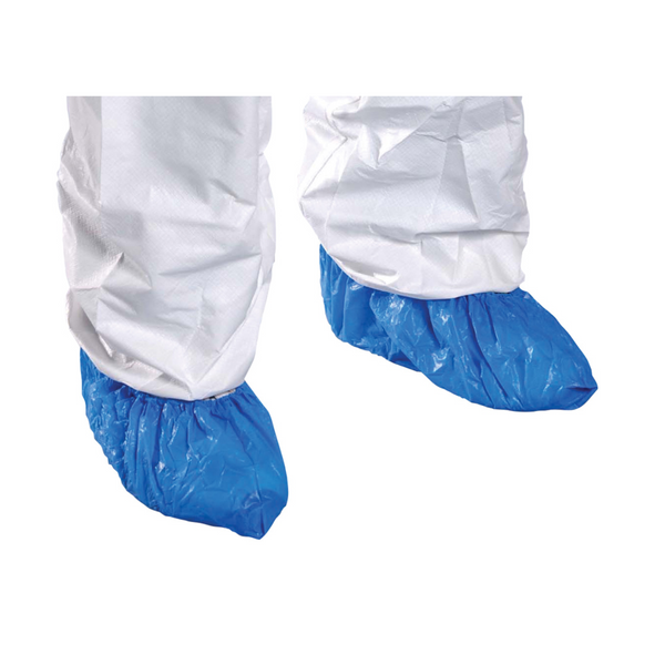 Cleanroom Shoe Covers, CPE, Fluid Impervious, XL, 500 pairs/case, Blue  AP-SH-H1253-B