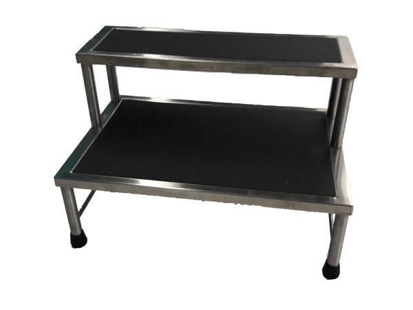 Step Stools: Stainless Steel, 2 Steps, 24"W x 16"D x 16"H, BL-7763MR: