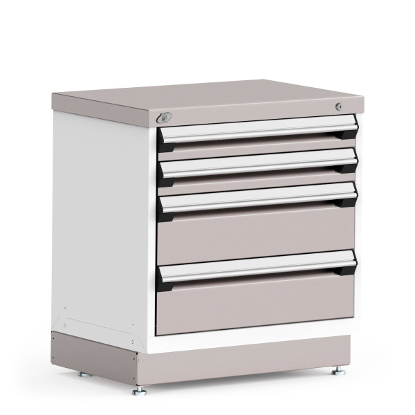 Stationary Cabinets; 30"W x 21"D x 32"H, Stainless Steel Cover, 4 Drawers, Heavy-Duty 16 Gauge Construction, RU-R5XDD-2804S