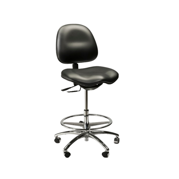 Cleanroom Chairs: Low Outgassing, Saddle Seat, ISO 5 Class 100, 4 Heights, 2 Colors, 2 Back Adjustments, Casters, GK-C7000