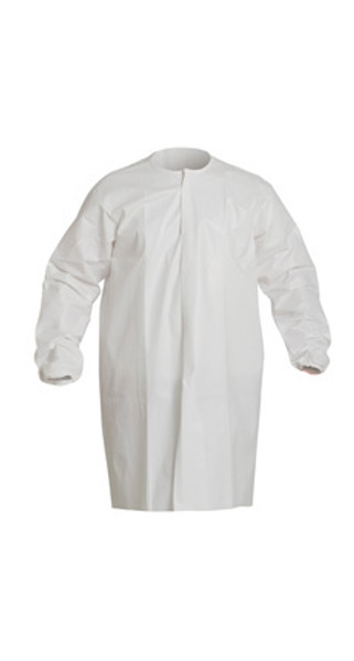 DuPont ProClean Frocks:. Snap Front, Elastic Wrists, Cleanroom Bulk Packaged, 30/Case, S-4XL DU-PC270SWHxx00300B