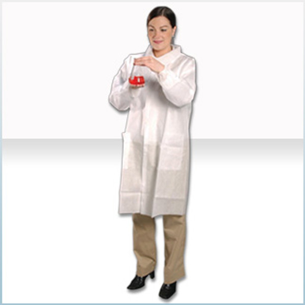 Disposable Lab Coats: SMS Material, Snap Close, 3 Pockets, Elastic Wrist, Single Packs, S-XL, ZZ-AP-LC-32622