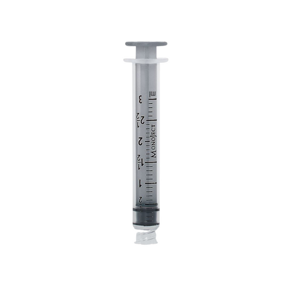 Syringe; Monoject, 3 ml, Luer Lock, Polyisoprene, Bulk Packaged 100/Bag,  QS-C1082