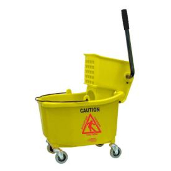 Mop Bucket &amp; Wringer:. Yellow Plastic, 31 Quart, WW-LO-112734