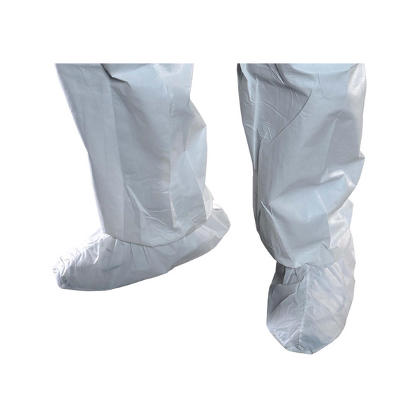 Cleanroom Shoe Covers, Extruded Polypropylene, MaxGrip Sole, Universal Size, White, 100 pairs/case  AP-SH-E1W12-BH