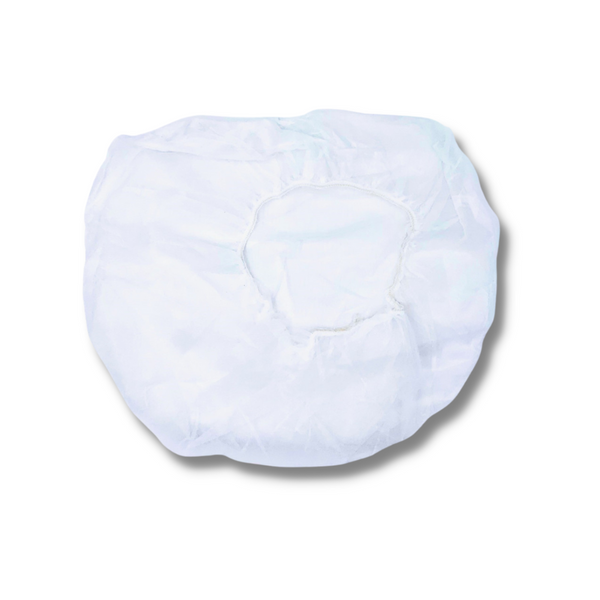 Bouffant Caps: 21", White, Polypropylene, Cleanroom, 100/Bag - 10 Bags/Case, CT-KS-110NWI-10-21WB