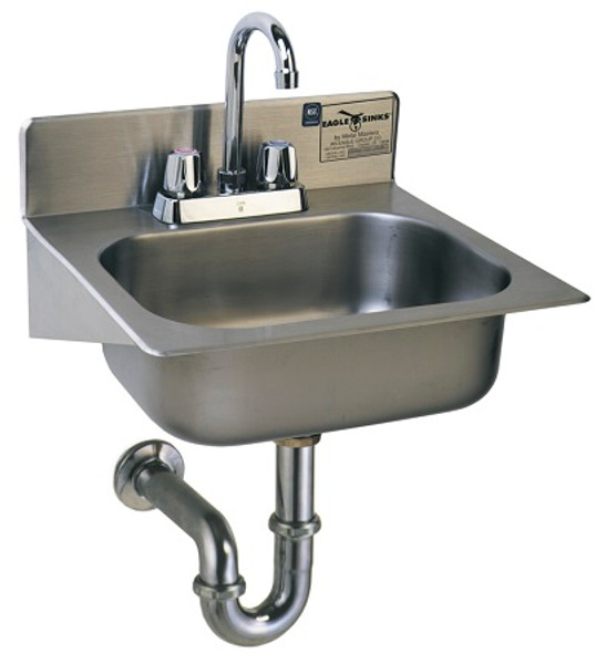 Hand Sinks: Stainless Steel, Bowl Size: 10"W x 14"L x 5"D, EA-HSAE-10-FA