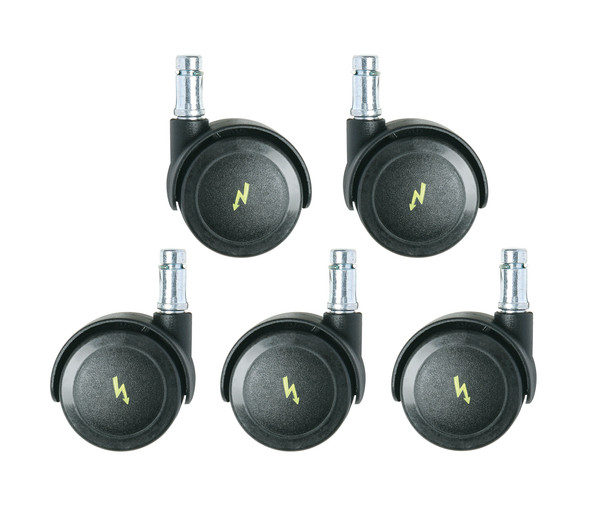 Cleanroom ESD Casters,. Dual Wheel Interval Braking, Set of 5, BV-IBCS-ESD: