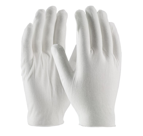 Cotton Gloves: Men's, Medium Weight, Unhemmed Cuff, 12 Pairs/Pack, PI-520