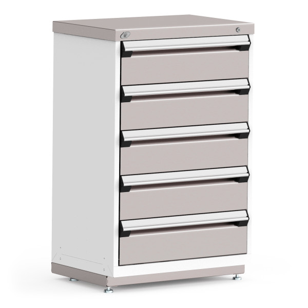 Stationary Cabinets; 30"W x 21"D x 42"H, Stainless Steel Cover, 5 Drawers, Heavy-Duty 16 Gauge Construction, RU-R5XDD-3816S