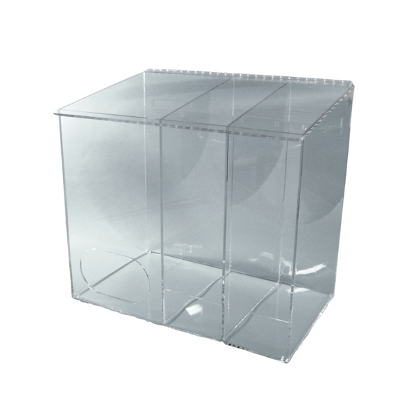 Multiple Product Dispensers, 20"W x 18"H x 12"D, 3 Compartment, Sloped Lid, Front Access Holes, SC-MCD-3000-PETG