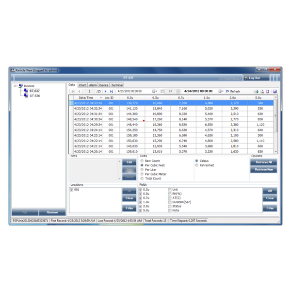 Particle View Software for Met One Particle Counters:  ME-PARTICLEVIEWRT