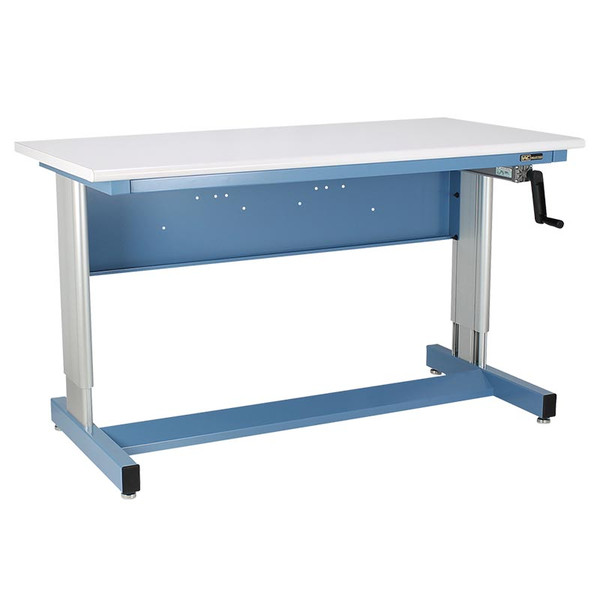 ESD Adjustable Height Workstations; Hand Crank or Electric Lift, Height: 30"-42", 30"x 60", Semi Sealed Top, IAC-QS-1005: