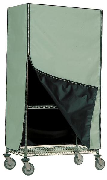 ESD Cart Covers:. Green Static Dissipative Outside, Conductive Black Inside, Zippers, Multiple Sizes, AR-50515