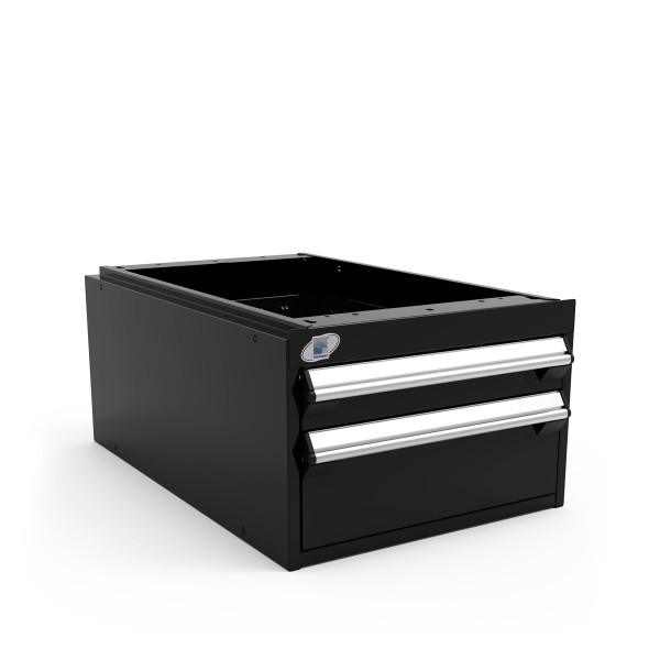 Light-Duty Drawer Unit, 18"W x 27"D x 12"H, 2 Drawer, Stainless Steel, Black, RU-LD75-4203: