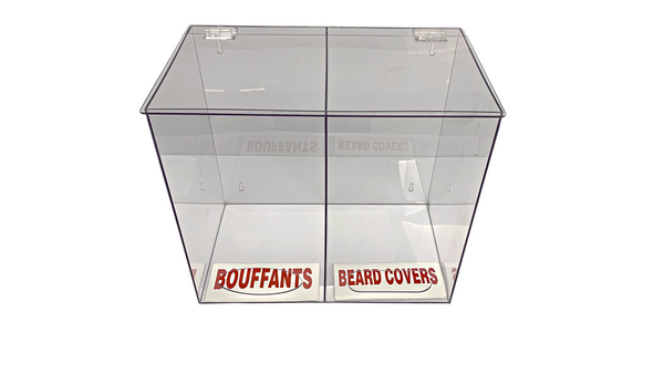 Acrylic Dispensers, 2 Compartments, Hinged Lid, 15"W x 14"H x 9"D, AK-1476