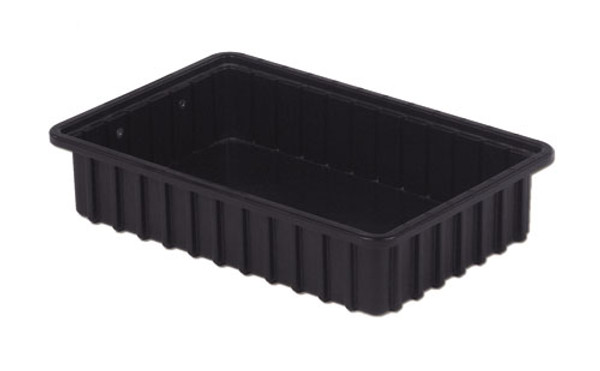 ESD-Safe Tote Box Containers: Inside:14.8"x 9.2"x 2.5", Black, 12/Case, Price Per Case, LB-DC2025-XL