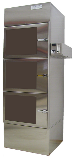 Desiccator Cabinets, Stainless Steel, 3 Doors, 3 Compartments, Compartment Size: 24"Wx 10"Hx 24"D, Acrylic Doors, CAP-19-SST-1DR-SGL-24Wx10Hx24D-3B