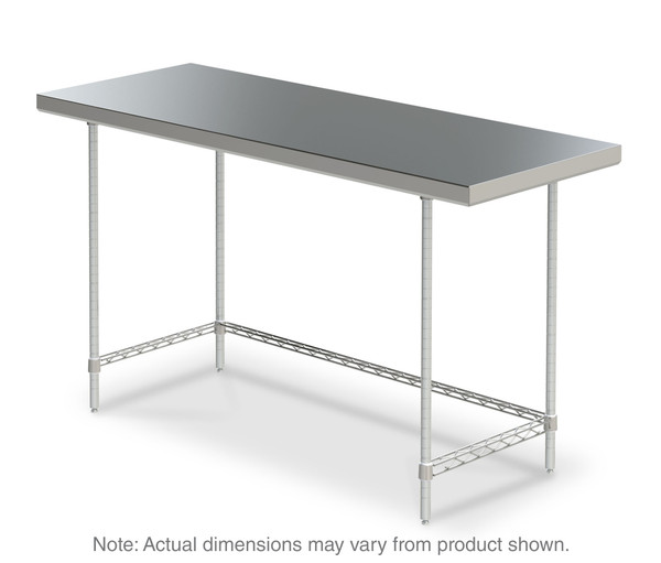 Stainless Steel Work Tables, Type 316 Stainless Steel Top, 3-Sided Frame, IM-WTS-US-316T