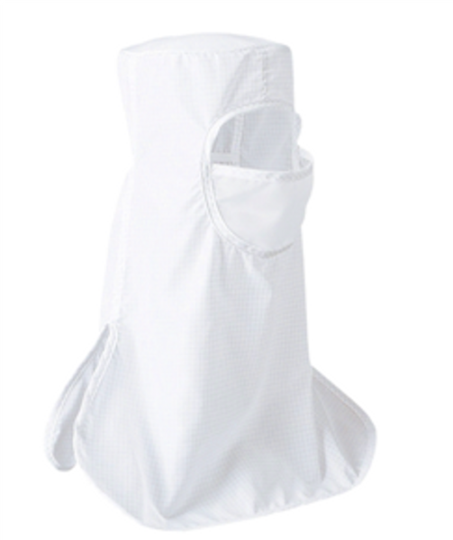 Washable Cleanroom Hoods: Pull Over, In Set Face Mask, Vertical Snaps, Elastic Back, Split Skirt, S-3XL, FI-CHP92