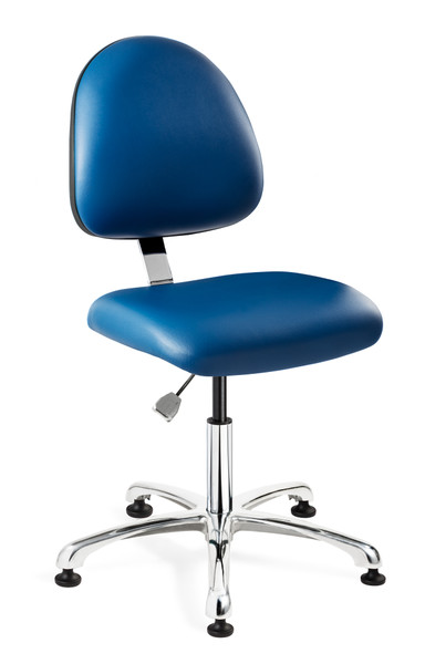 Cleanroom Chairs, 2 Heights, ISO Class Options, 2 Control Options, Polished Aluminum Base, Mushroom Glides, BV-9000: