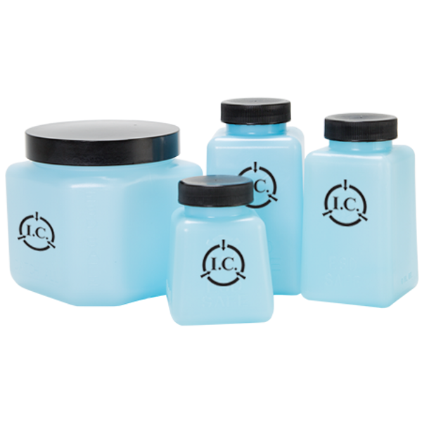 ESD Storage Bottles:. Square, Lid, Multiple Sizes, Blue, RR-SQB-ESD