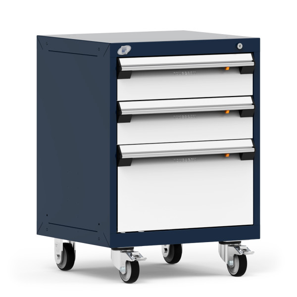 Mobile Cabinets. 24"W x 21"D x 33 1/8"H, 3 Drawers, 4" Swivel Casters, Navy, RU-R5XCD-2806: