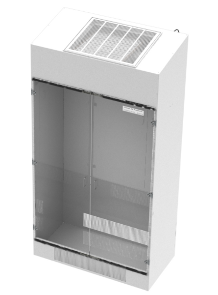 HEPA Filtered Cabinets: 37"Wx25"Dx95"H, Sloped Top, Adjustable Wire Shelves, White Painted Steel, CAP-91HF-WR-37Wx25Dx95H-WS