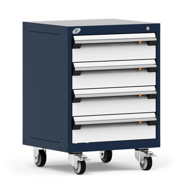 Mobile Cabinet. 24"W x 21"D x 33 1/8"H, 4 Drawers, 4" Swivel Casters, Navy RU-R5XCD-2802: