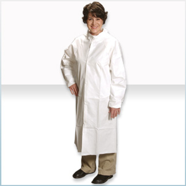 Disposable Cleanroom Frocks: Microporous Material, Snap Front, Elastic Wrists, Single Packs, ZZ-AP-FK-J2121