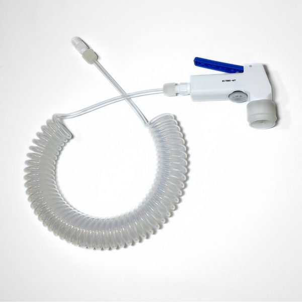 Nitrogen Spray Guns: ¼” PTFE/FEP Coiled Hose, Hose Assembly, Dispensed @ 90 degrees, 0.80 Filter, TA-NITRO-4T