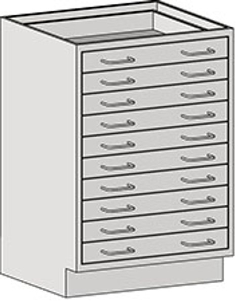 Casework Cabinets with Singe Bank Drawers: 304 Stainless Steel, (10) 3" Drawers a Unit, EA-SSC-HDB3