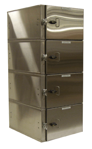 4 Compartment Pass Throughs, Stainless Steel, 18x12x24, Mechanical Interlock, CAP-18WSP-SST-4C-18Wx12Hx27D