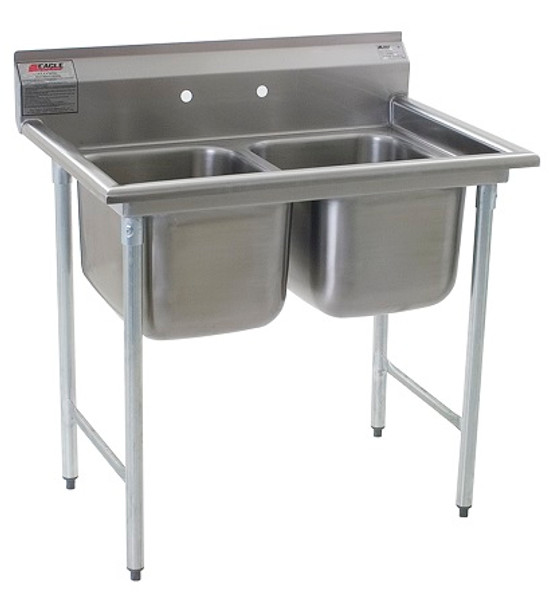 Double Compartment Sinks: Eagle, No Drain Boards, Type 304 Stainless Steel, Multiple Sizes, EA-314-16-2